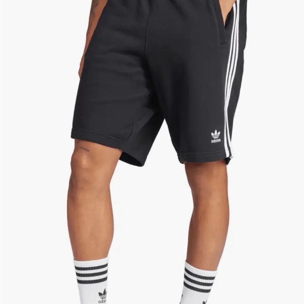 adidas Black Athletic Shorts with White 3-Stripes